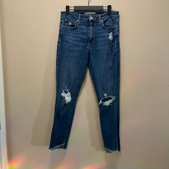 Joe's Skinny Jeans Distressed Blue Denim Cotton Stretch Hi-Rise Dark Wash Sz 28 - Picture 2 of 8